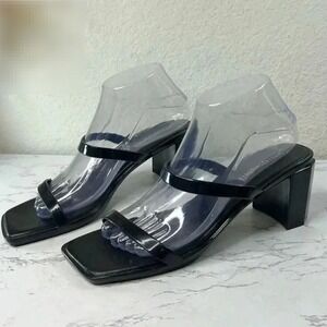 Jeffrey Campbell Jamm-3 Jelly Sandals/ Slides Size 37 US 7 Square Toe Block Heel
